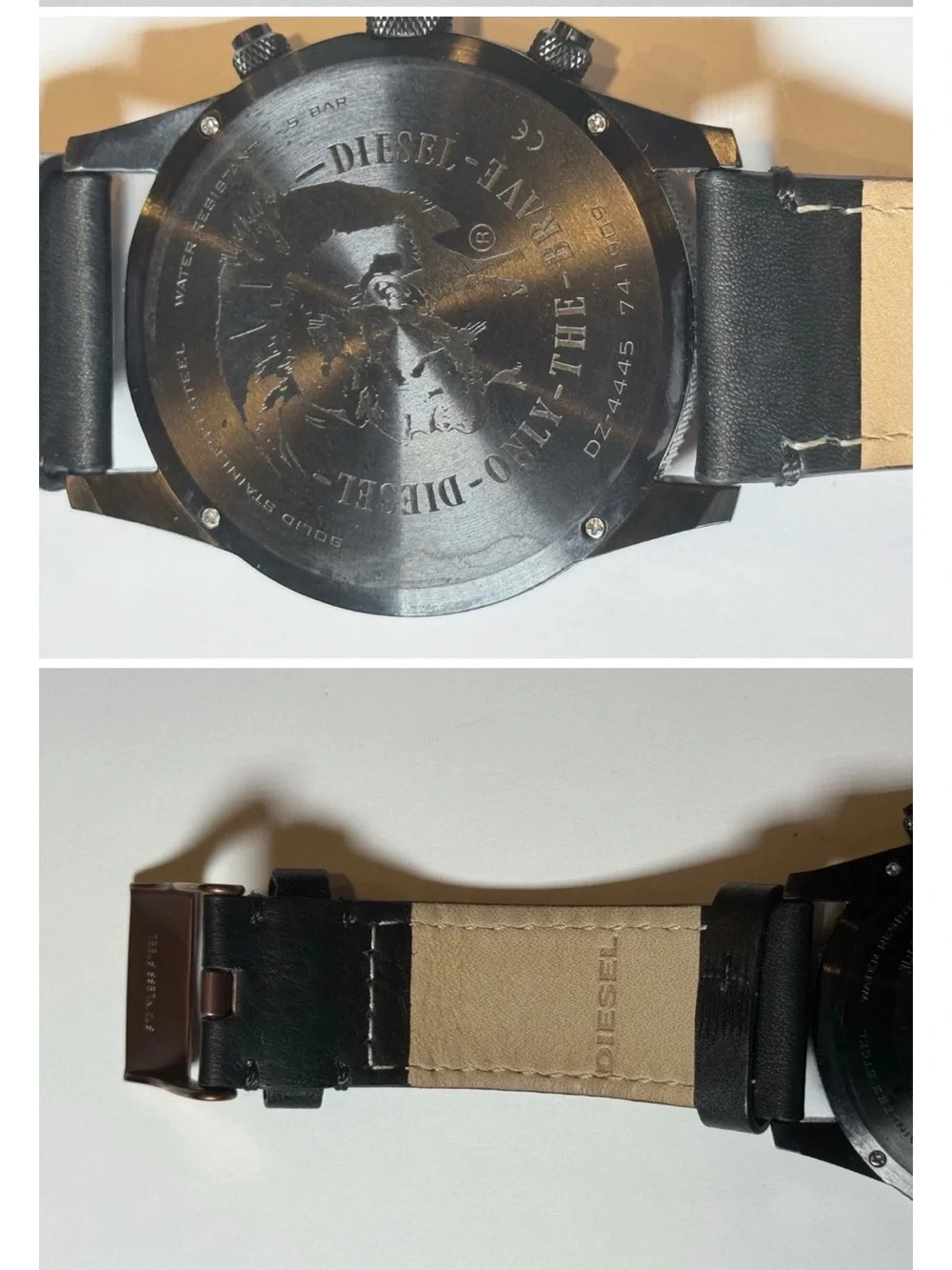 Diesel “Brave Men’s” 51mm Watch Black/Rose w/ Black Leather Strap